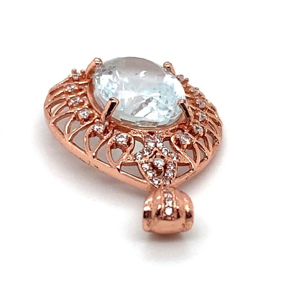 Aquamarine 7.65ct Rose Gold Solid Silver Pendant - Picture 7 of 7